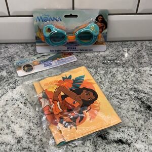 Disney Kids 3-5 Moana Swim Goggles Inflatable Swimmies Set Teal Orange Tropical